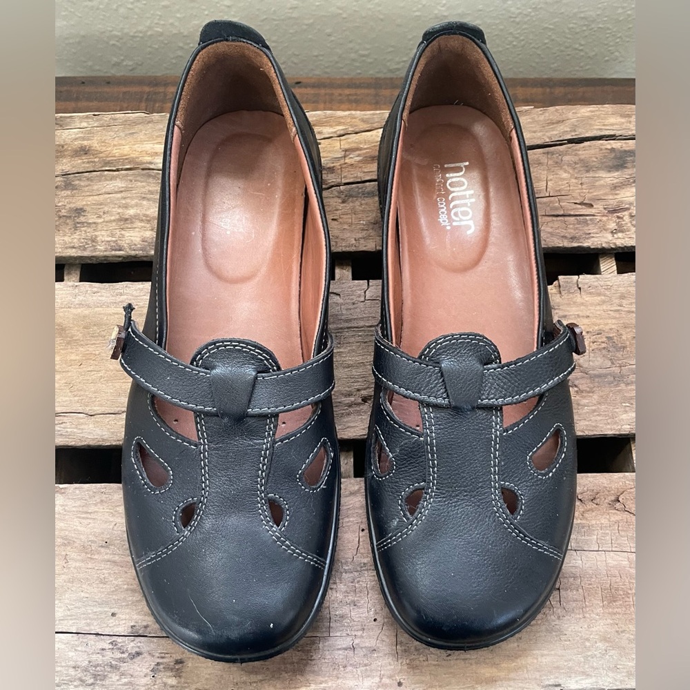 Hotter Black Mary Jane Comfort Flats